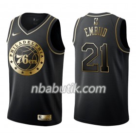 NBA Mænd Trøje Philadelphia 76ers Joel Embiid 21 Nike Sort Golden Edition Swingman